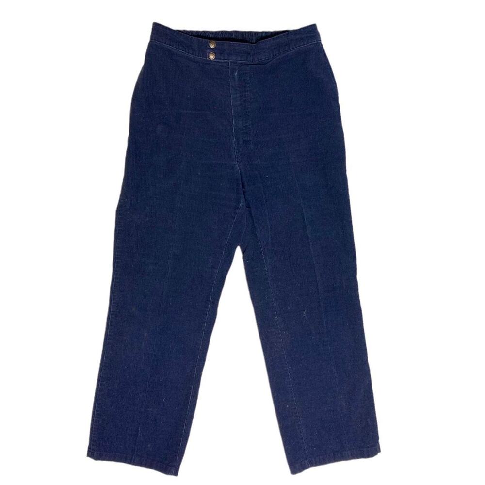 Sears Work Leisure Vintage 70s Navy Blue Corduroy Workwear Stretch Pants 36"